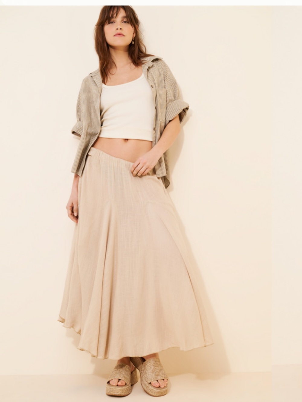 Free people Madras that solid linen skirt